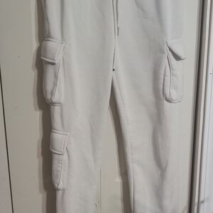White Cargo Track Pants